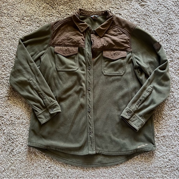 Eddie Bauer Green Fleece Button Up - Picture 1 of 7